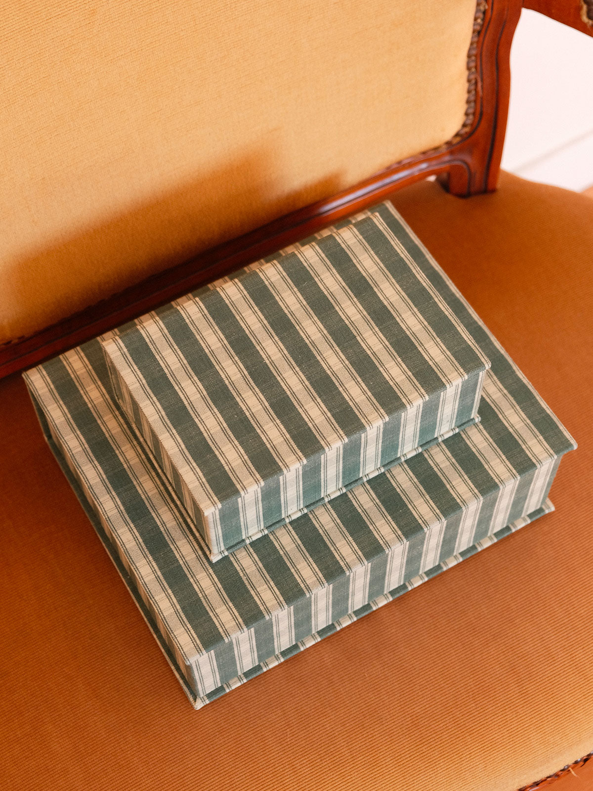 Boîte tissu - Carreaux verts et blancs