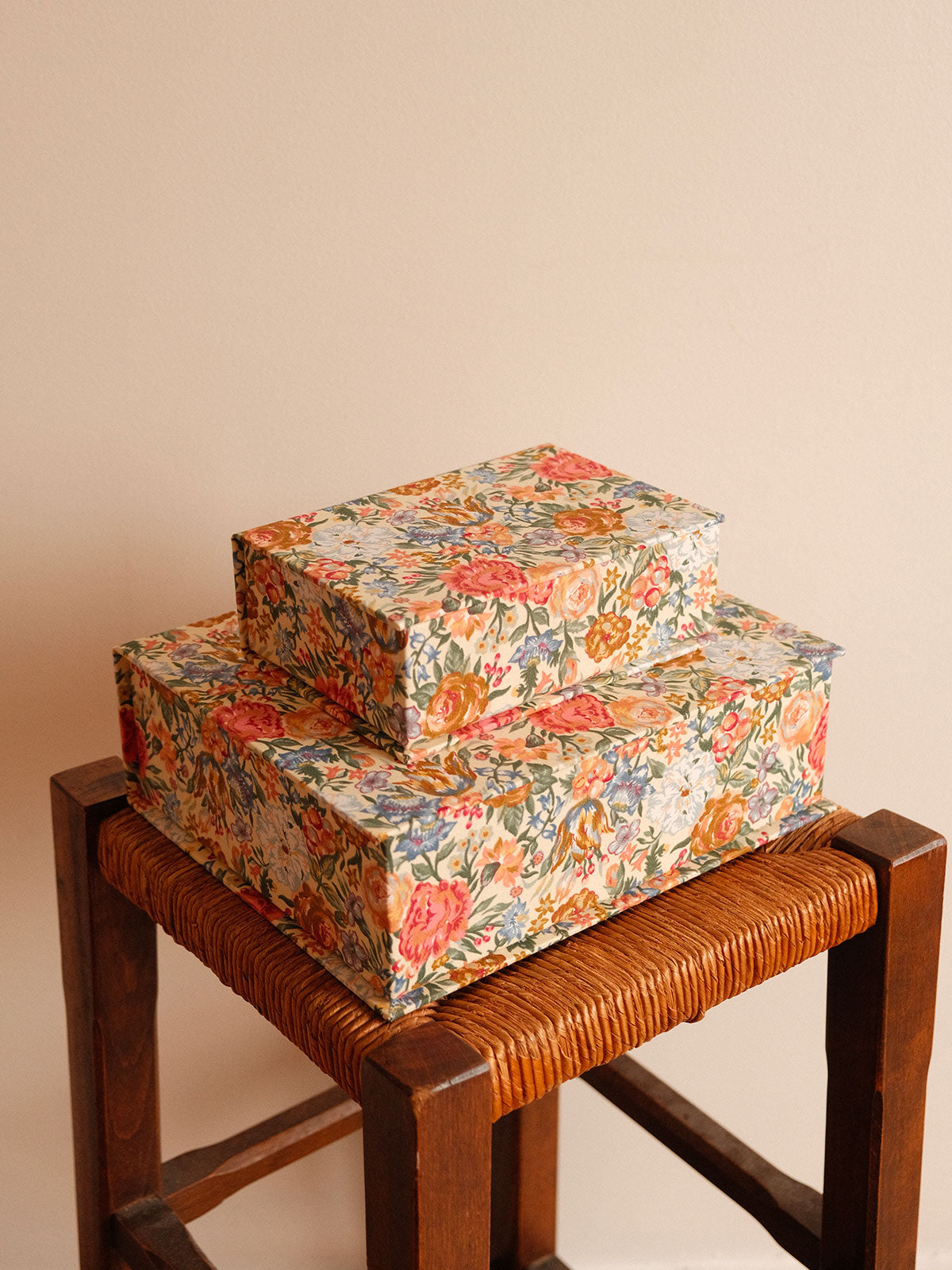 Boîte tissu - Fleurs multicolores