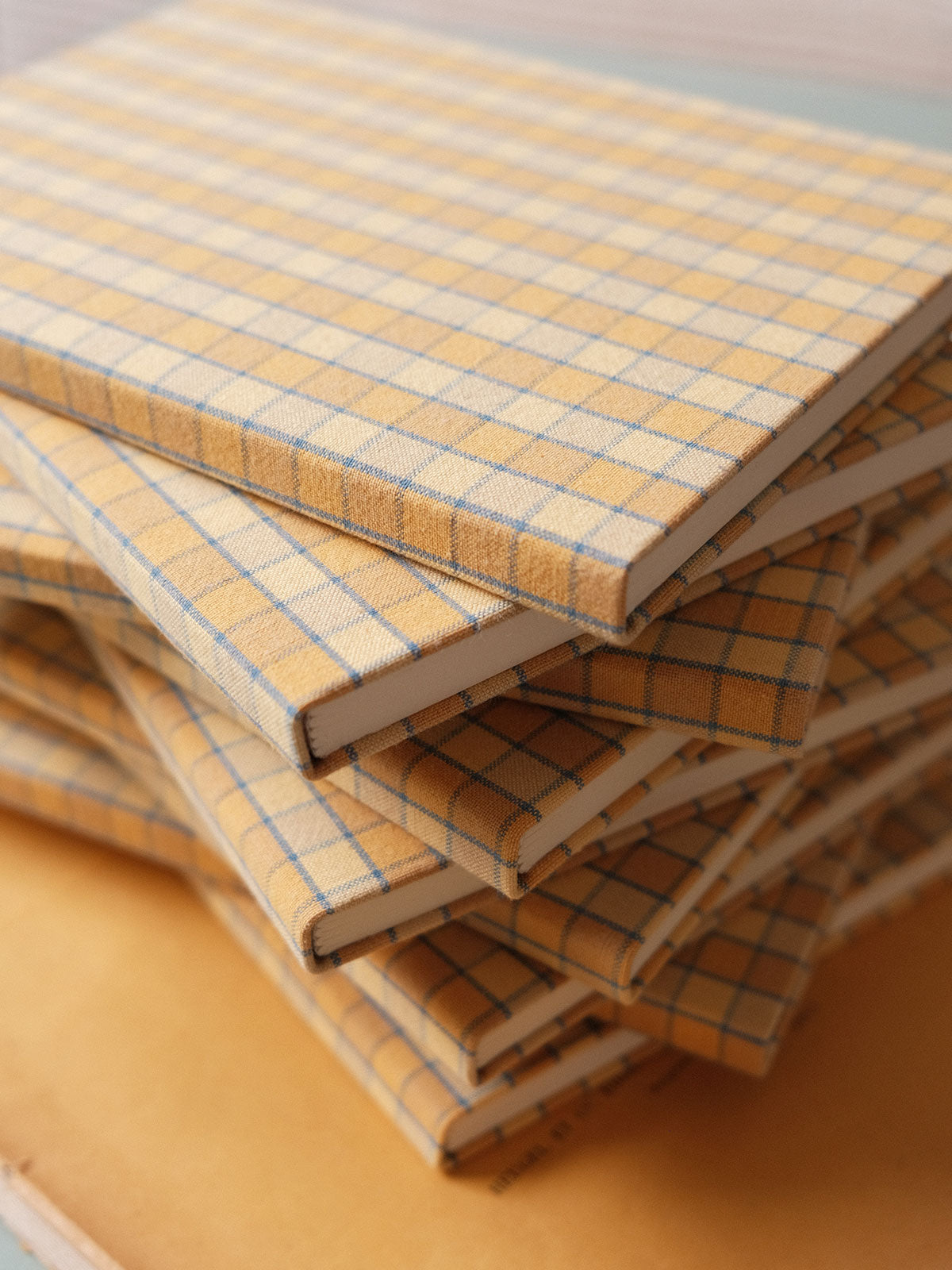 Carnet tissu A5 - Carreaux jaunes et bleus