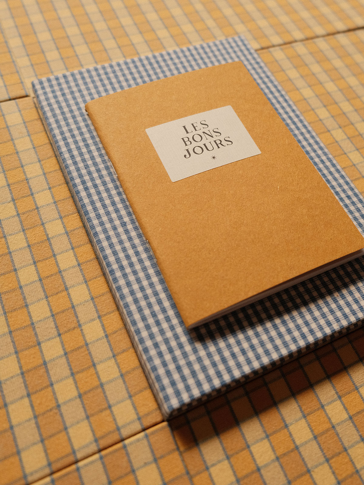 Carnet tissu A5 - Carreaux jaunes et bleus