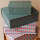 Boîte tissu - Carreaux bleu vert