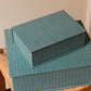 Boîte tissu - Carreaux bleu vert