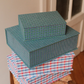 Boîte tissu - Carreaux bleu vert