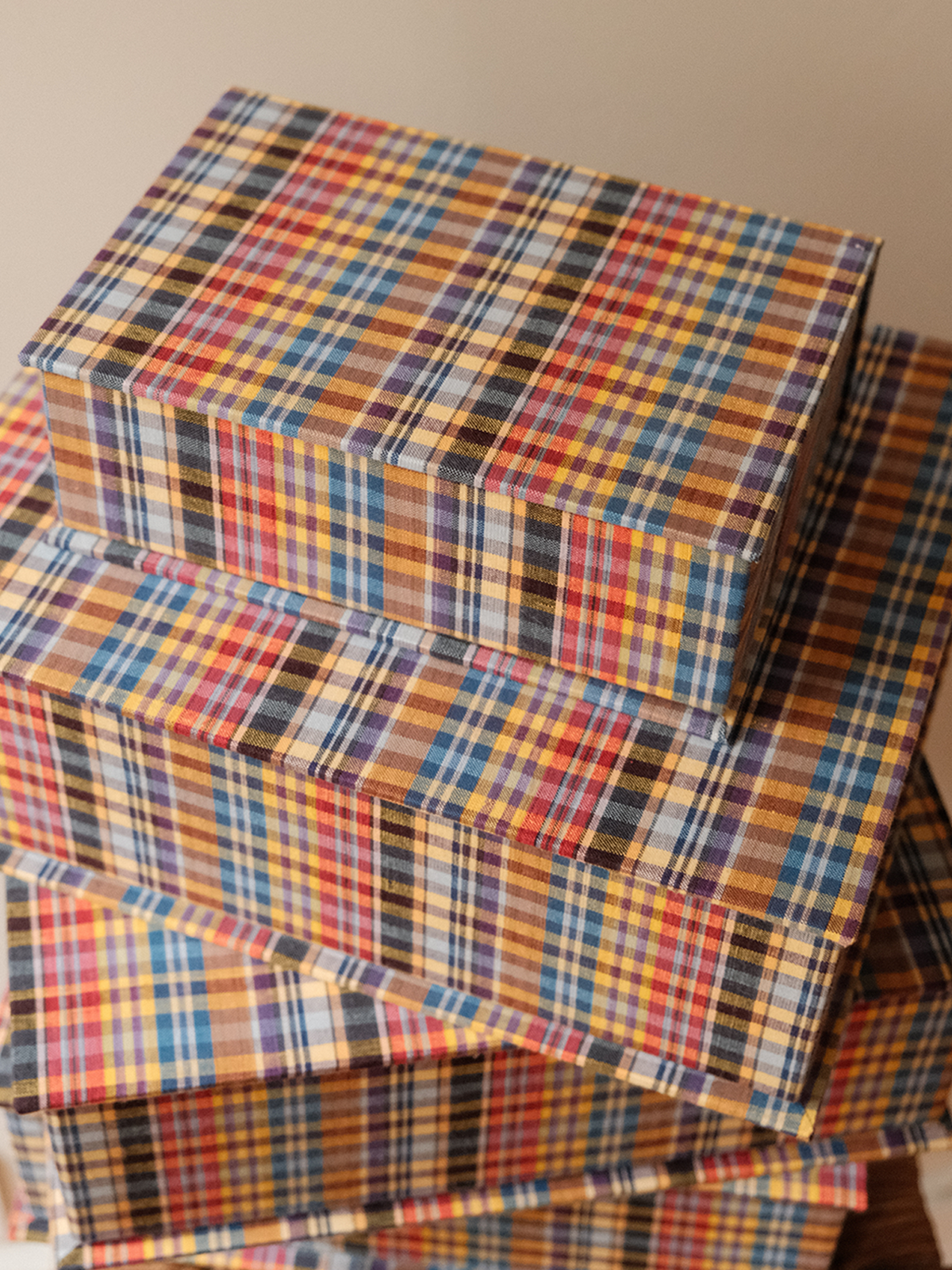 Boîte tissu - Carreaux multico