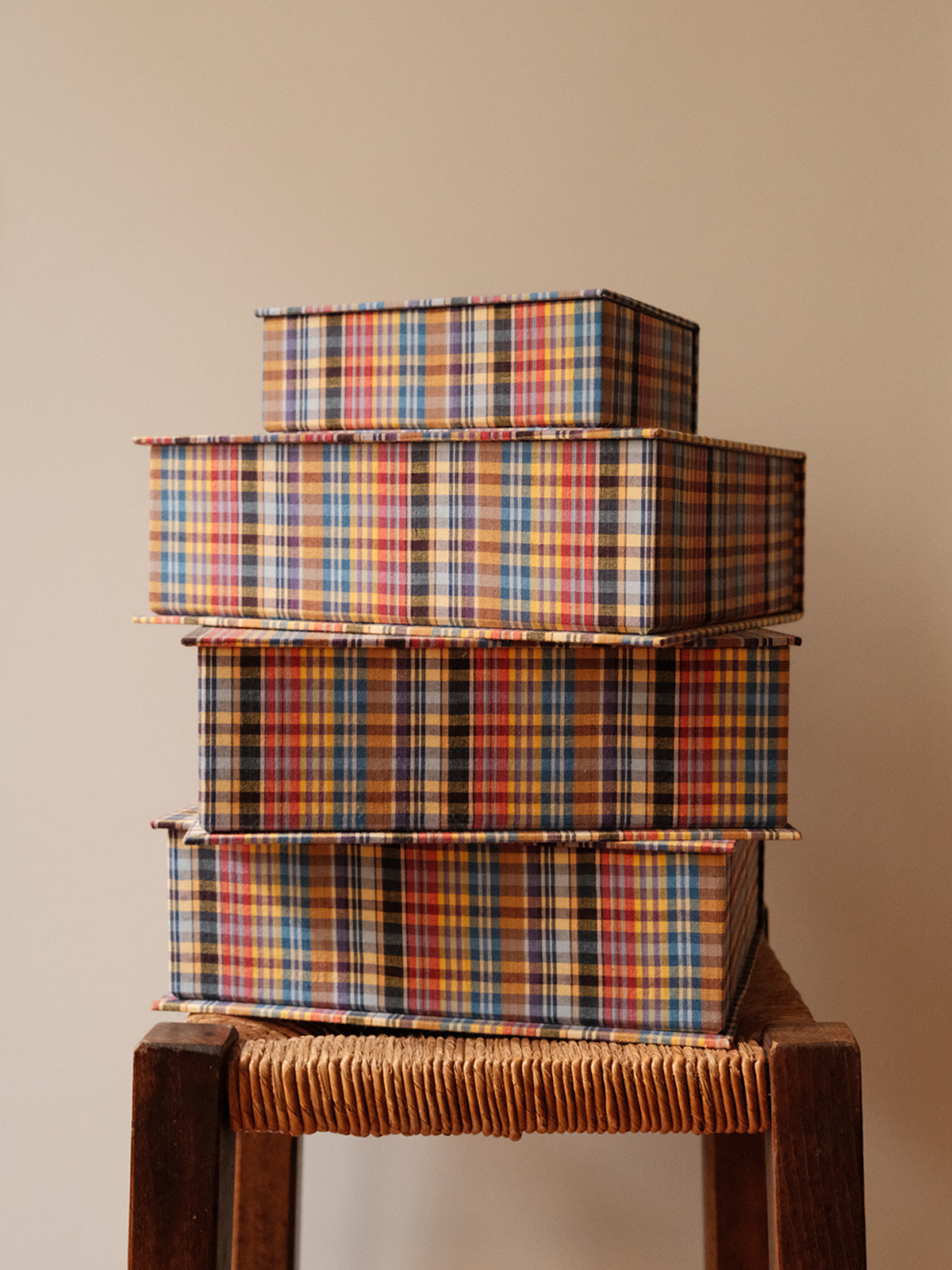 Boîte tissu - Carreaux multico