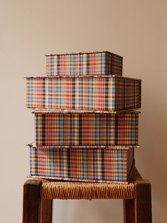 Boîte tissu - Carreaux multico