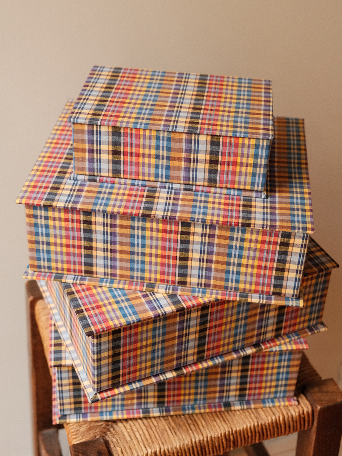 Boîte tissu - Carreaux multico