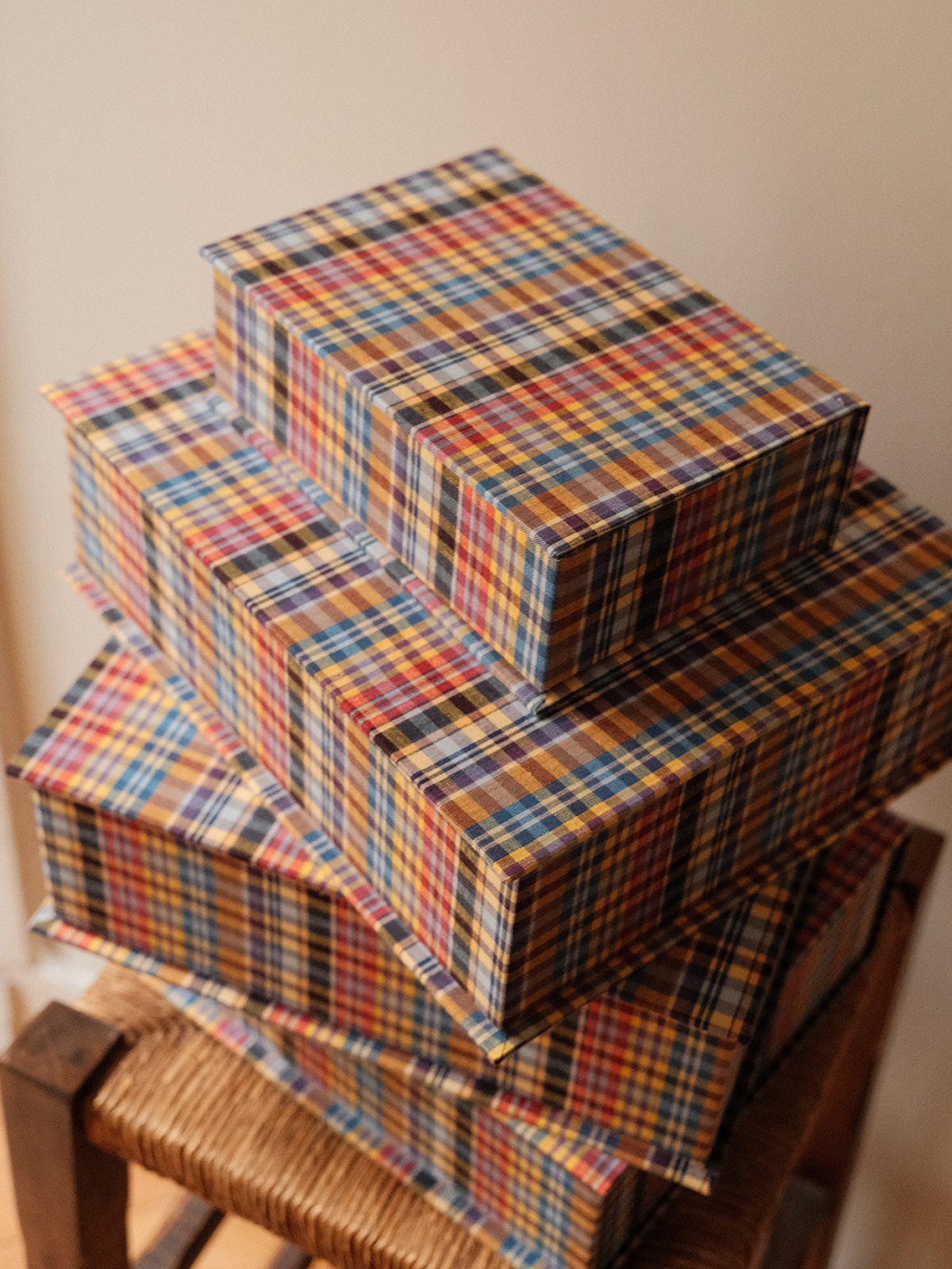 Boîte tissu - Carreaux multico