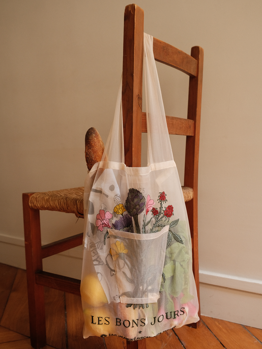 Sac porte-bouquet brodé Les Bons Jours x Brigitte Tanaka - Édition limitée