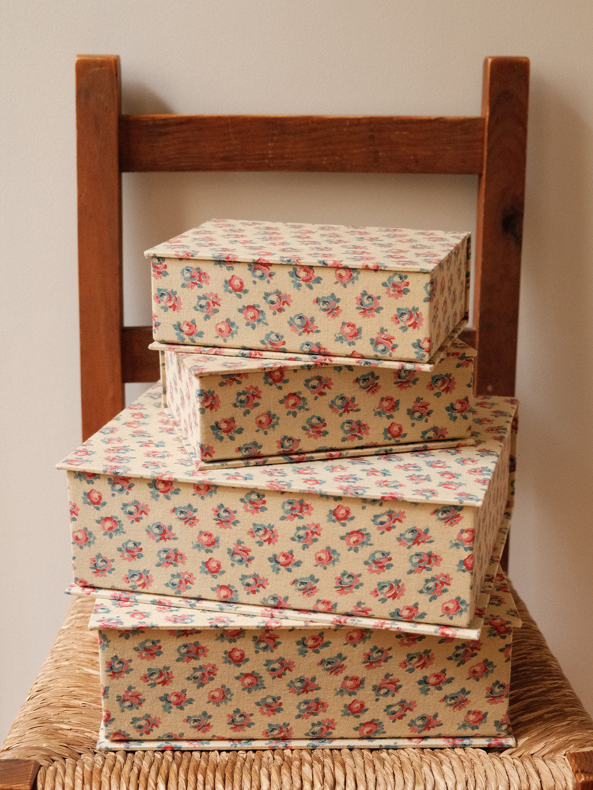 Boîte tissu - Beige fleurie