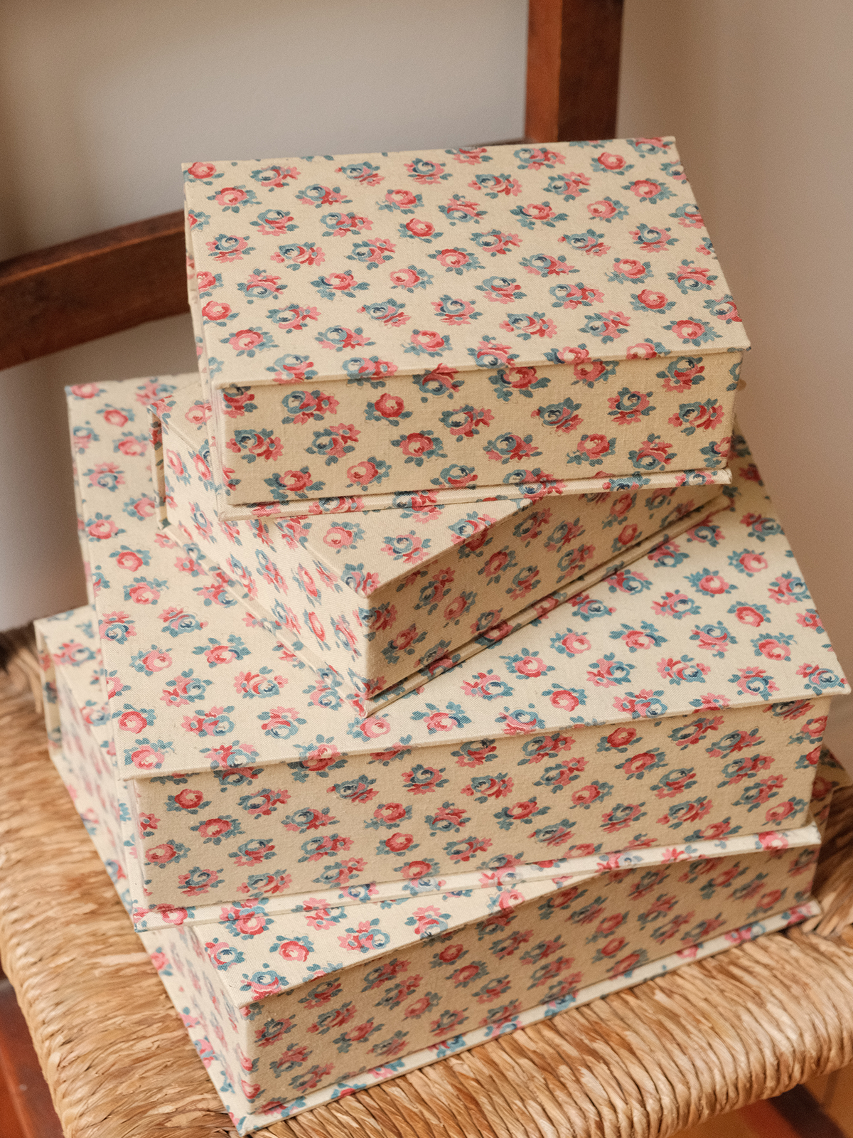 Boîte tissu - Beige fleurie