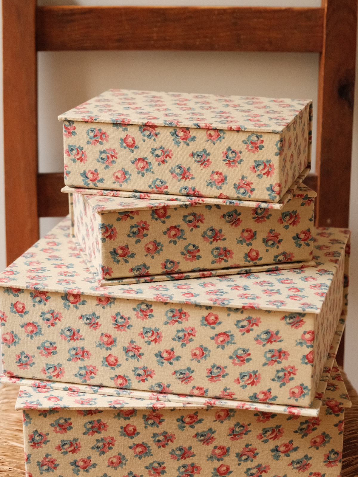 Boîte tissu - Beige fleurie